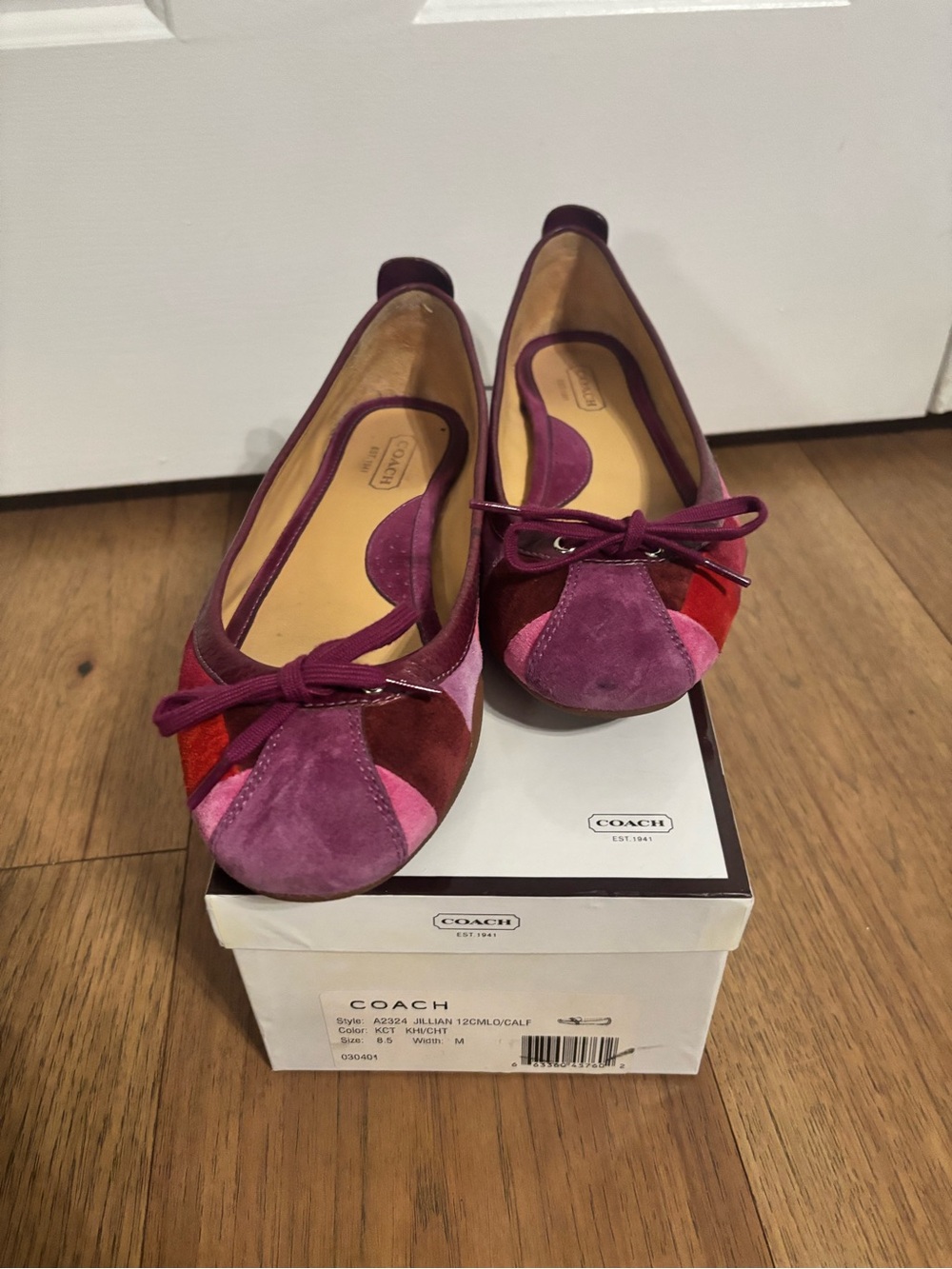 Coach Women's Patchwork Suede Ballet Flats in Pink & Plum